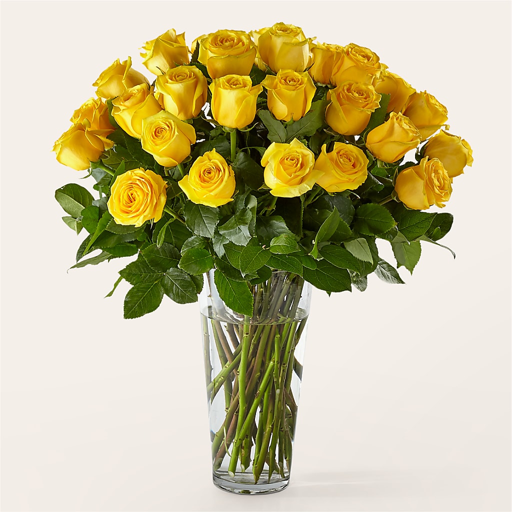 Long Stem Yellow Rose Bouquet – MARAVILLA'S FLOWER SHOP, Sacramento CA