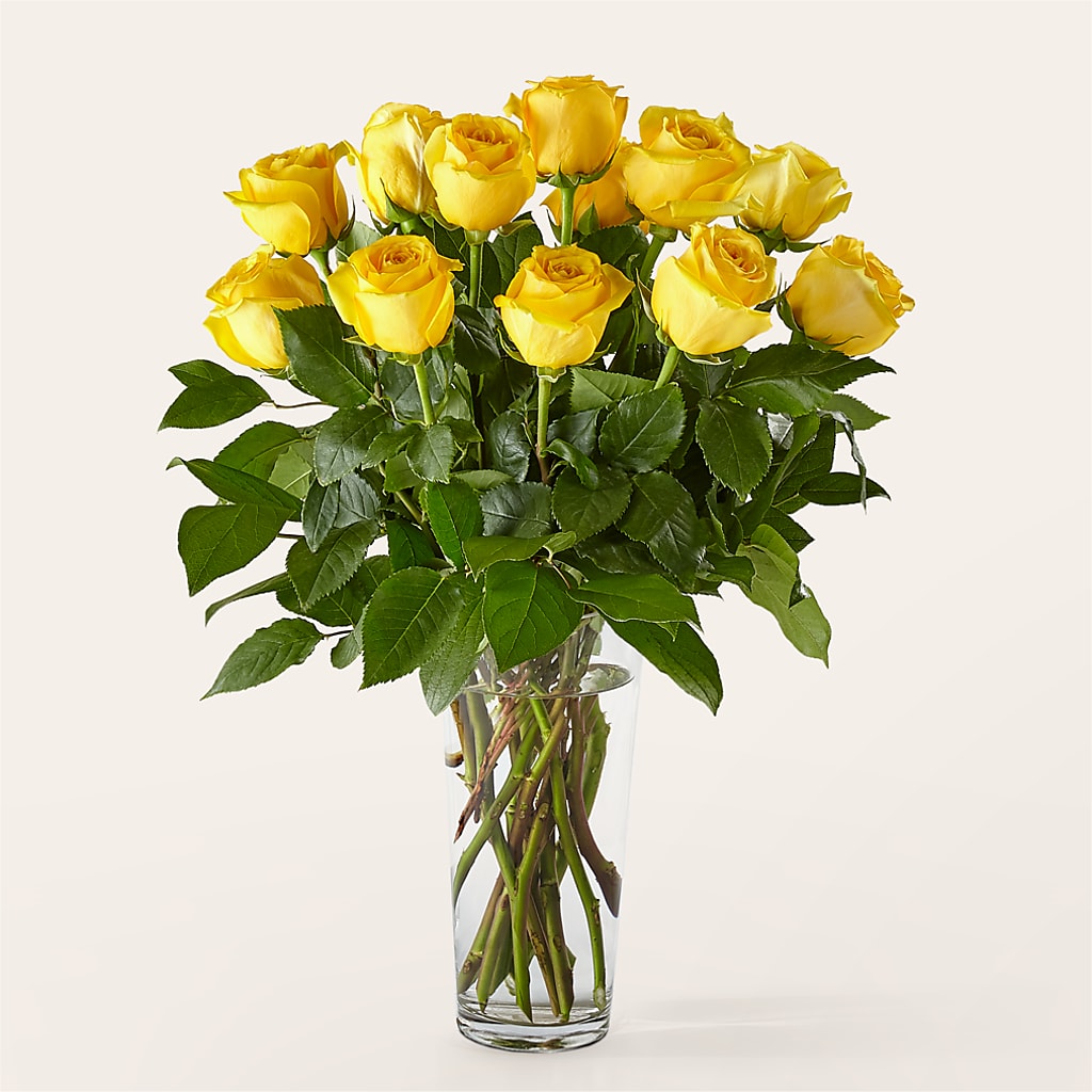 Long Stem Yellow Rose Bouquet – MARAVILLA'S FLOWER SHOP, Sacramento CA