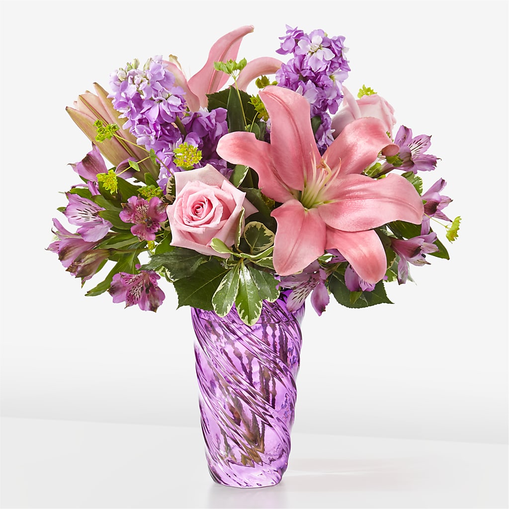 Precious Petals Bouquet with Luxe Swirl Vase – MARAVILLA'S FLOWER SHOP, Sacramento CA