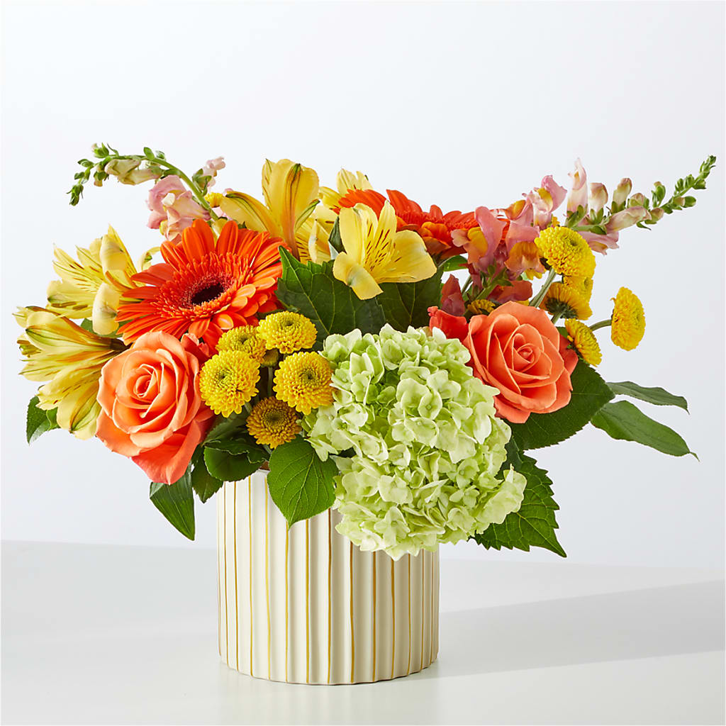 Autumn Sunshine Bouquet with Ivory Vase – MARAVILLA'S FLOWER SHOP, Sacramento CA