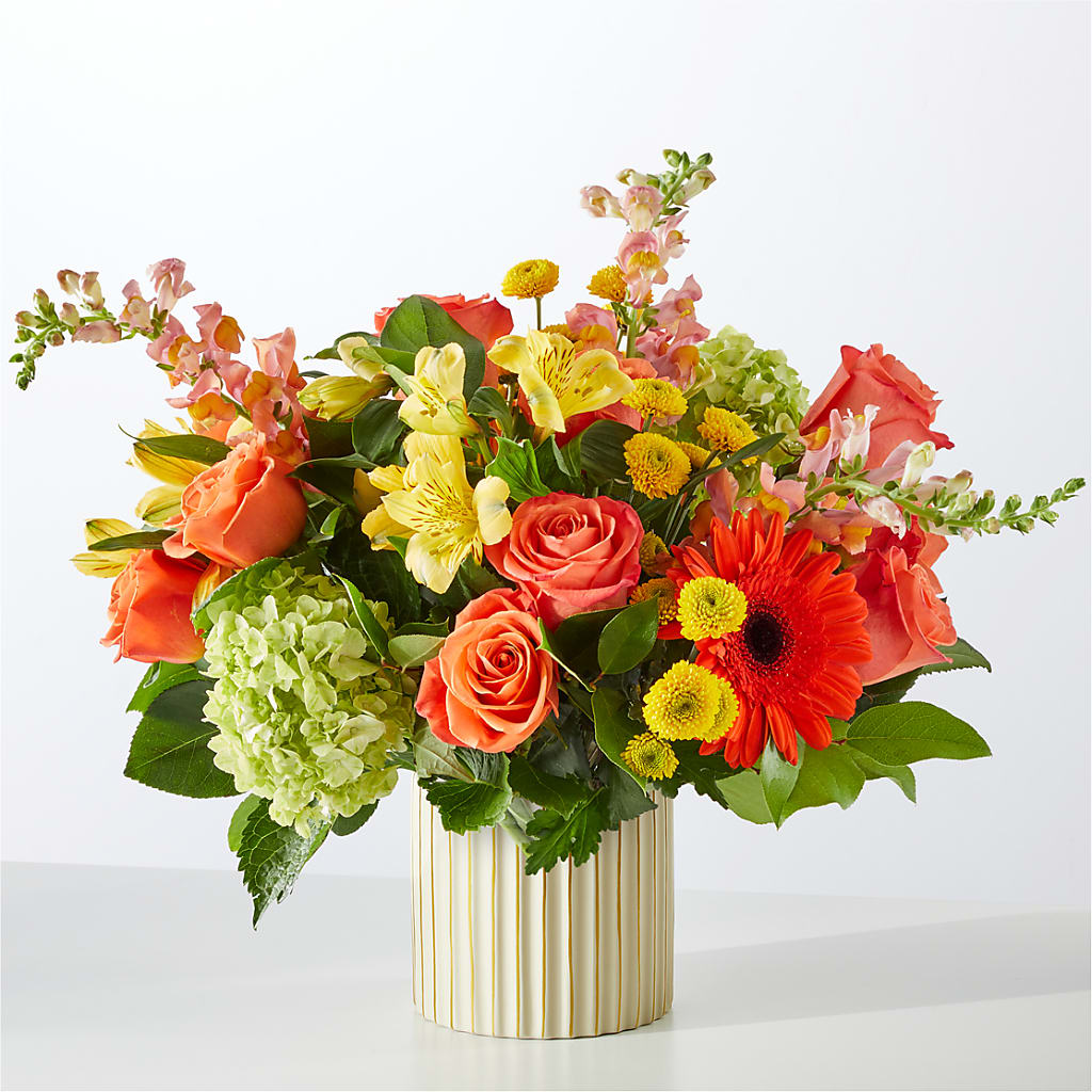 Autumn Sunshine Bouquet with Ivory Vase – MARAVILLA'S FLOWER SHOP, Sacramento CA