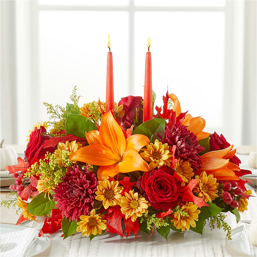 Autumn's Embrace Centerpiece – MARAVILLA'S FLOWER SHOP, Sacramento CA